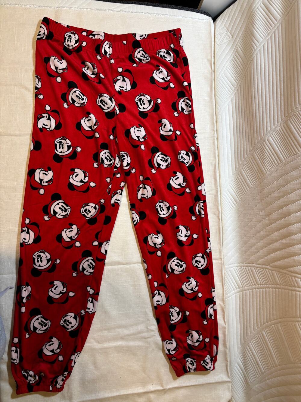 Disney Mickey Mouse Womens L Christmas Pajama Pants Santa Holiday Red Lounge